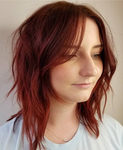 Medium Red Layered Haircut