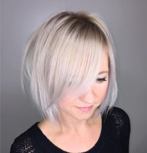 Wispy White Bob with Bangs