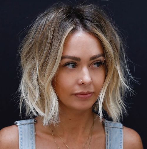 Messy Bob for a Round Face, Thin Hair