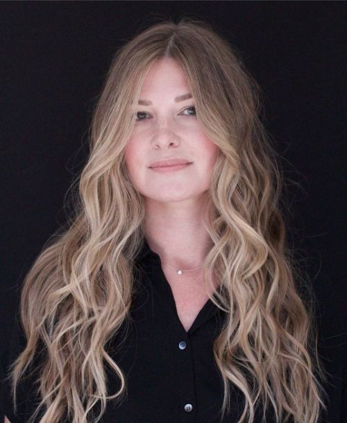 Long Hair with Balayage and Choppy Bangs