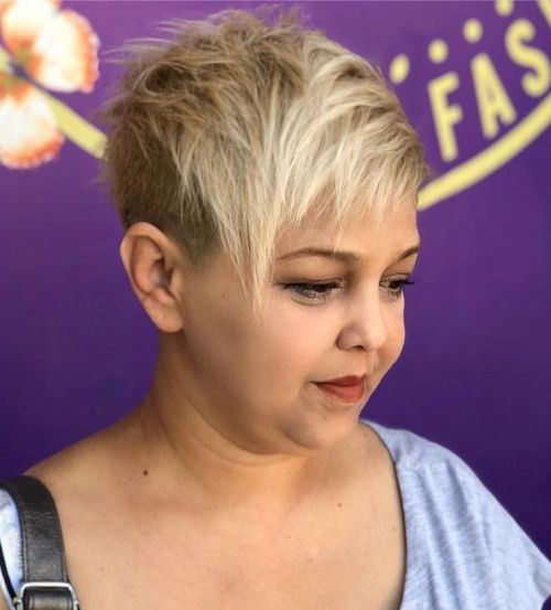 Undercut Pixie for a Chubby Face with a Double Chin