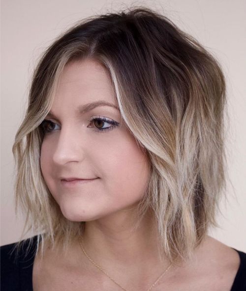 Blonde Balayage Bob with Shaggy Layers