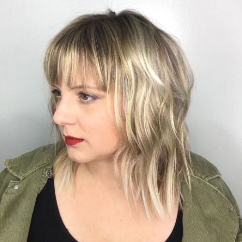 Choppy Lob with Bangs for Fine Hair