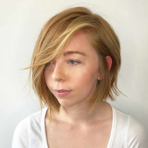 Angled Tousled Comb-Over Bob