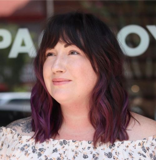 Cute Medium Haircut with Purple Ends