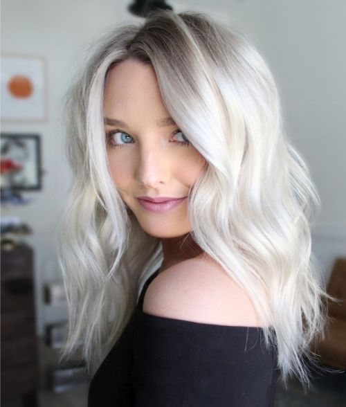 Medium Razored Blonde Hairstyle with Waves