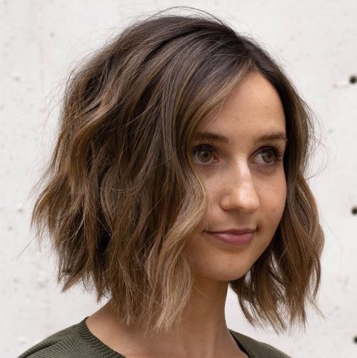 Bob Shag for Wavy Hair and Round Face