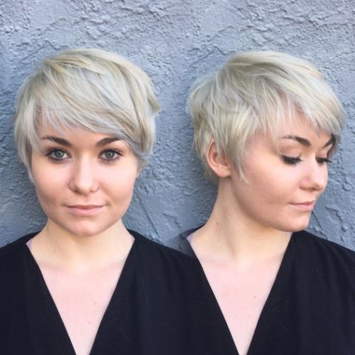 White Blonde Pixie with Messy Layers