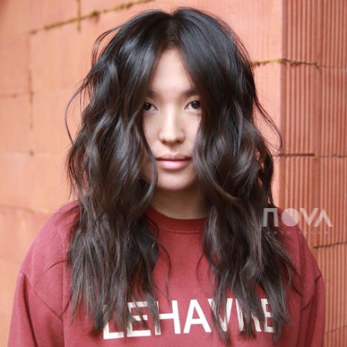 Long Wavy Cut for Thick Hair