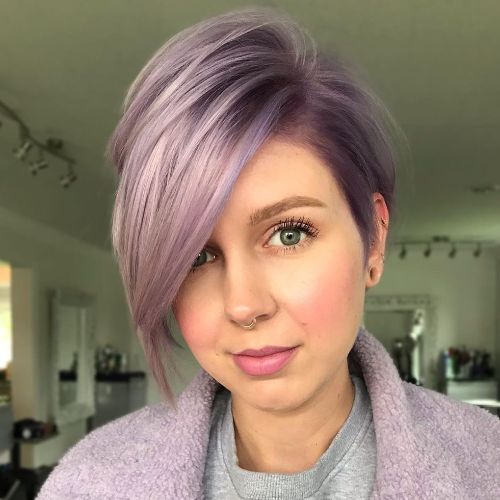 Long Lavender Pixie Cut