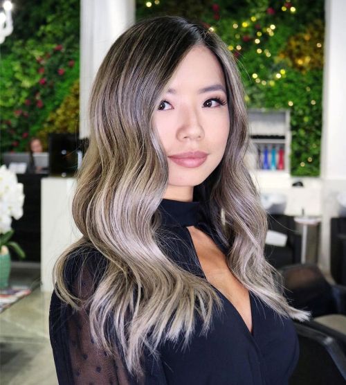 Long Brown Hair with Gray Highlights