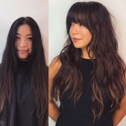 Long Wavy Hairstyle with Bangs