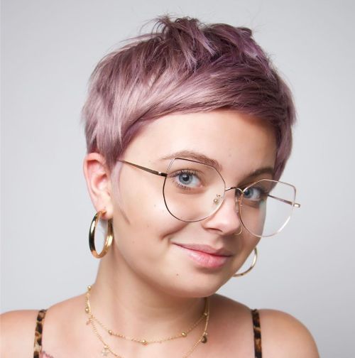 Short Textured Pixie with Glasses