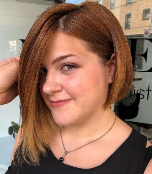 Asymmetrical Angled Bob for a Round Face