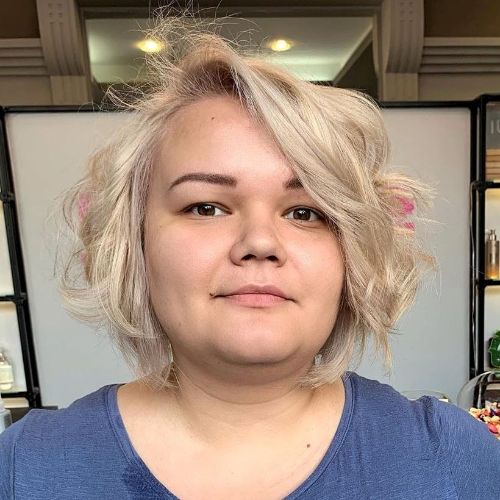Curly Plus Size Bob Hairstyles for a Double Chin