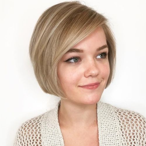 Blonde Stacked Bob for a Full Face